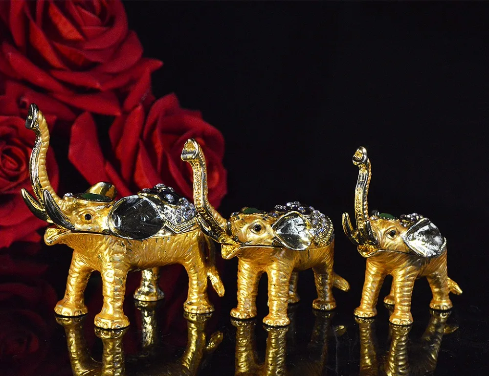

QIFU elephant figurine New arrive Three pieces of a set metal elephant figurine