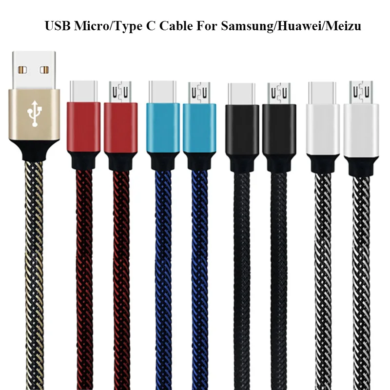 

30cm/100cm USB TYPE C Cable 3A Micro USB Fast Charger Cable Braided Cord For Iphone Samsung Galaxy S8 S9 Plus Redmi Note 4 5 4X