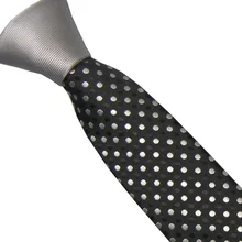 Мужские галстуки LAMMULIN с серебряным узлом контрастный черный с серебряным узором в горошек шейный платок из микрофибры дизайн панели обтягивающий галстук 6 см
