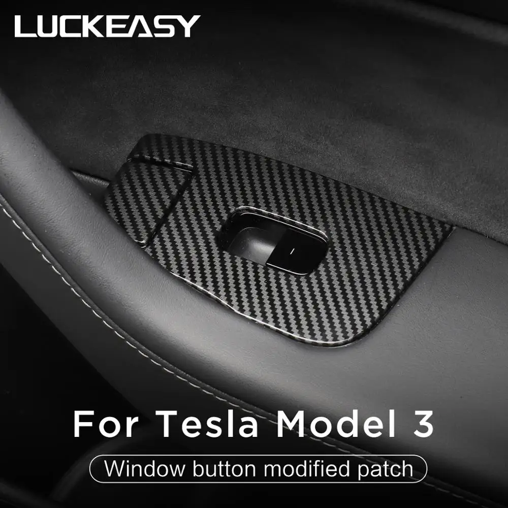 

LUCKEASY For Tesla Model 3 2017-2019 Car door lock decorative / window button modified ABS patch 14pcs/set