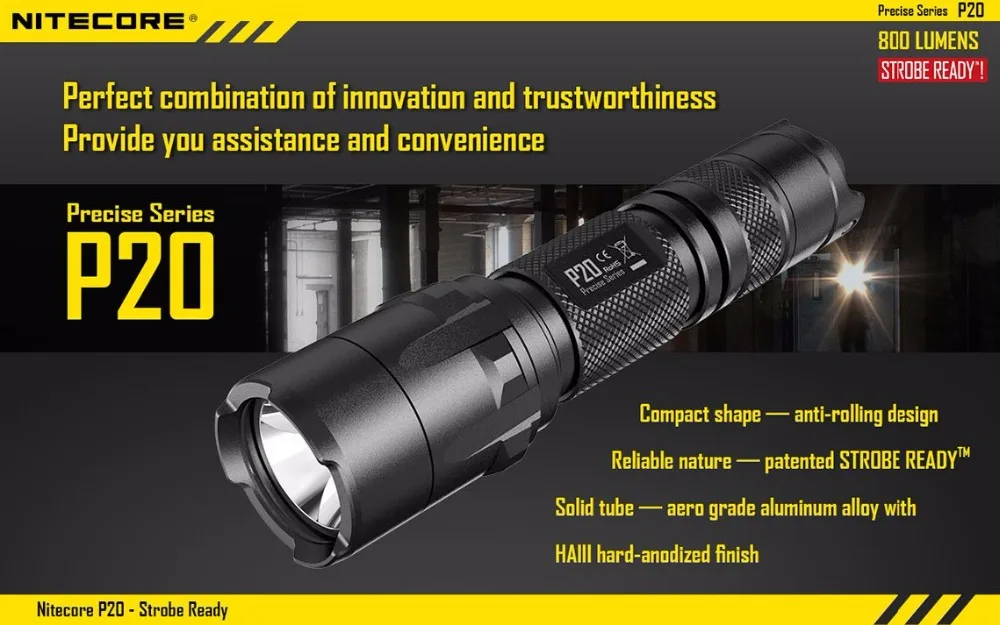 NITECORE P20 фонарик CREE XM-L2(U2) светодиодный Макс. 800 лм луч двойной переключатель задний светодиодный фонарь для спорта на открытом воздухе+ NITECORE NTH30B RSW2