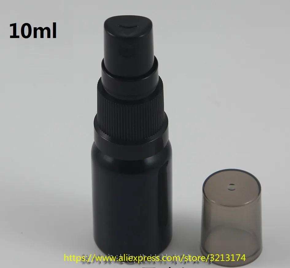 10ml with sprayer 5 мл до 100 мл блестящая Черная Стеклянная бутылка с насосом или распылителем, для Парфюмированный Лосьон эфирное масло увлажняющий уход за лицом воды - Цвет: 10ml with sprayer