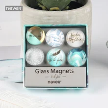 Never Light Blue Series стеклянные магнитные наклейки 6 шт. Магнитная кнопка Держатель сообщений для белой доски украшения для офиса дома