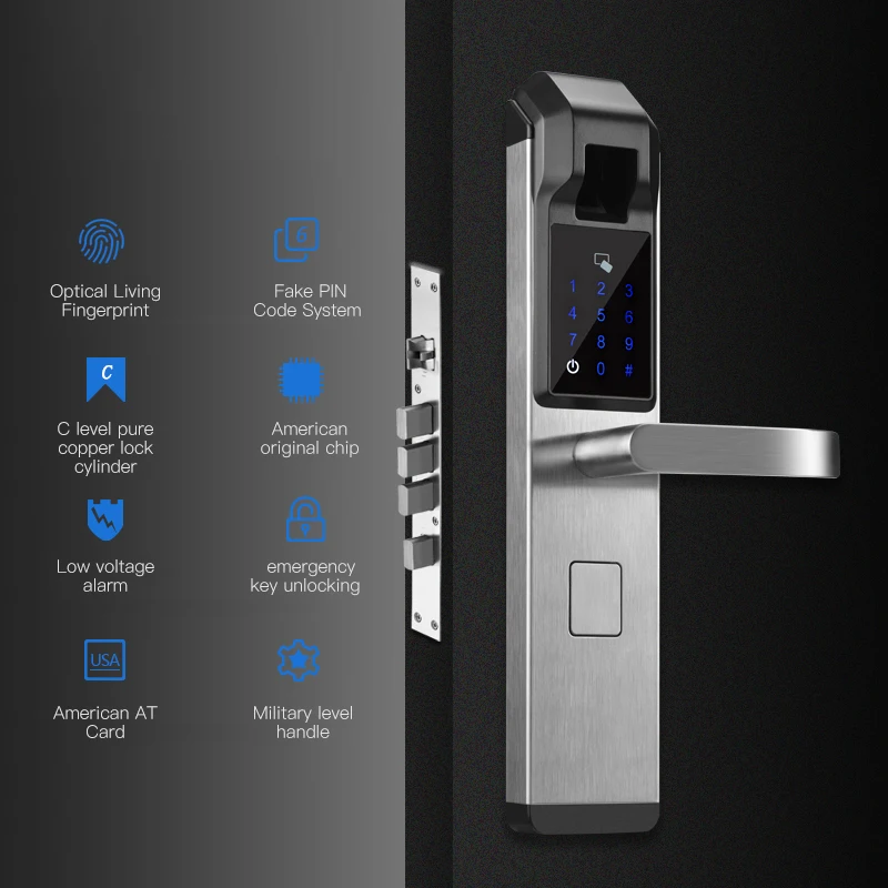 KPIOCCOK Biometric Fingerprint Door Lock Intelligent Electronic Lock Fingerprint Verification With Password & RFID Unlock KPIOCCOK Biometric Fingerprint Door Lock Intelligent Electronic Lock Fingerprint Verification With Password & RFID Unlock