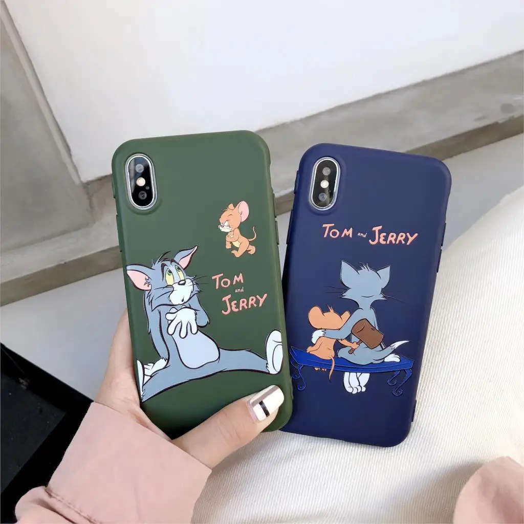 

3D Relief Candy Couples Funda Cartoon Tom Cute Jerry Phone Case for iphone X XR XS Max 6 6S 7 8 Plus 10 Cover Soft Silicone Capa