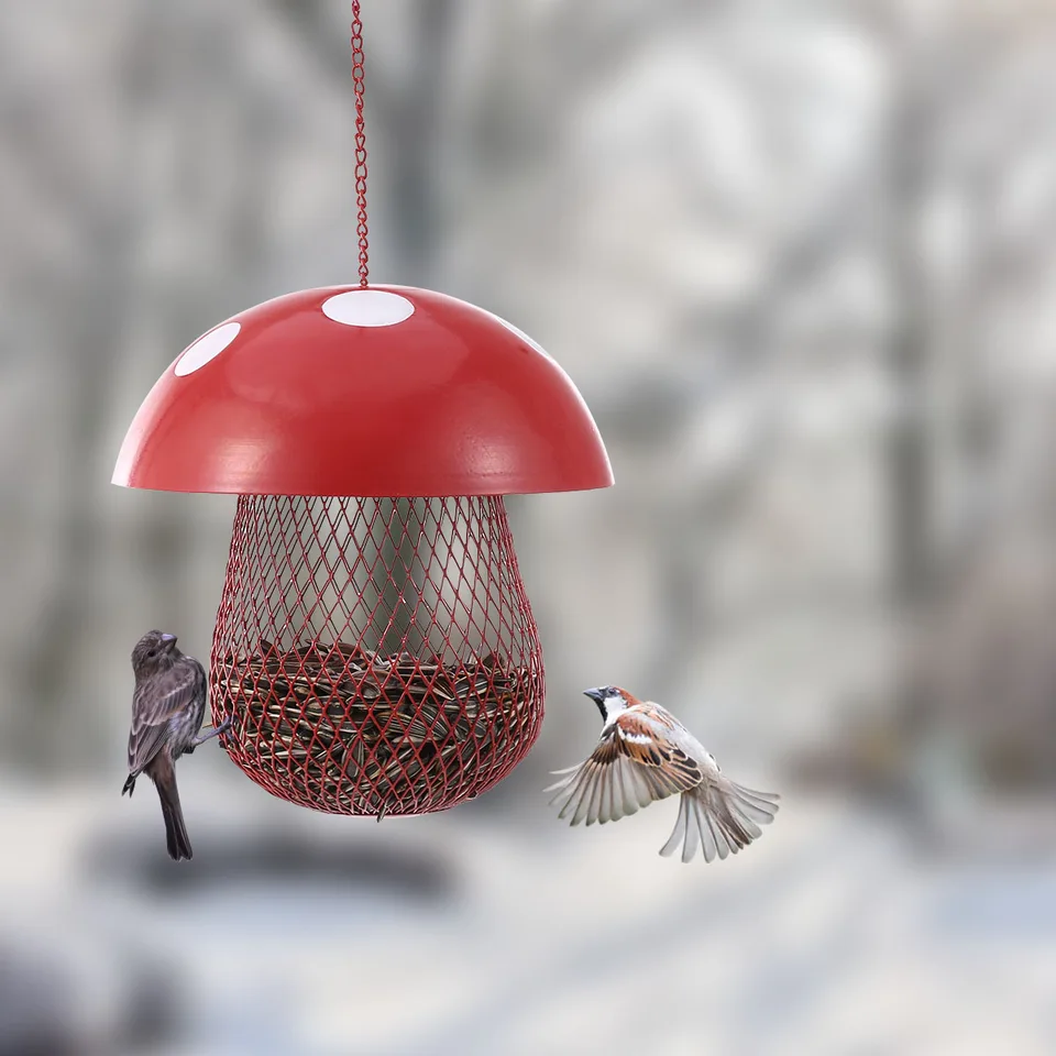 Mushroom Shaped Bird Feeder Wild Bird Seed Feeder Outdoor