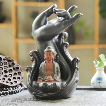 

Buddhist Incense Backflow Holder Ceramic Backflow Incense Tower Burner Statue Figurine Incense Holder