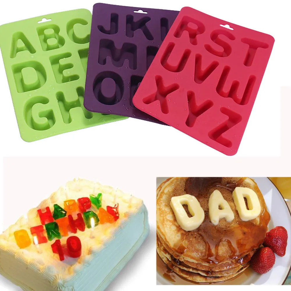 

DIY Cake Mould 3Pcs / Set Of Letters Silicone Handmade Cake Decoration DIY Mold Creative Kitchen Cooking Maker 3D cake mould