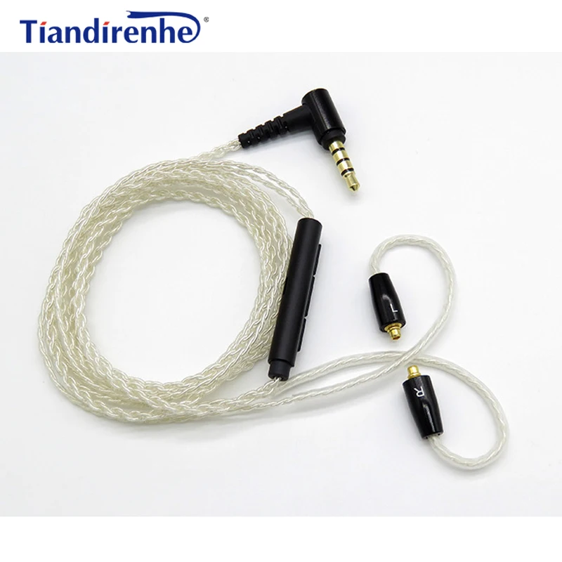 

DIY MMCX Cable for Shure SE215 SE535 SE846 UE900 Earphone Replacement Silver Plated Headset Cable with mic for iPhone xiaomi