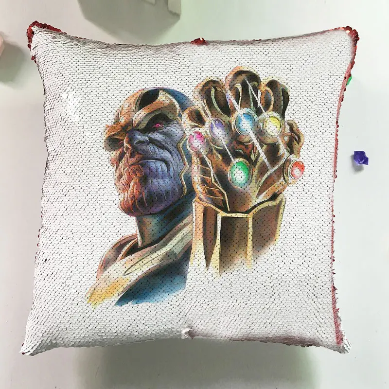 

Modern Home Decor Cushion Square Pillow Custom Reversible Marvel Sequin Pillowcase Avenger Cartoon Cushion Cover Superhero J039