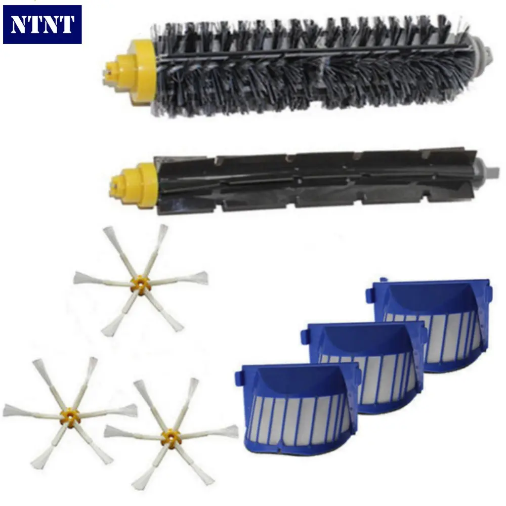 

NTNT AeroVac Filter,Side Brush,Bristle and Flexible Beater Brush Combo for iRobot Roomba 600 610 620 625 630 650 660