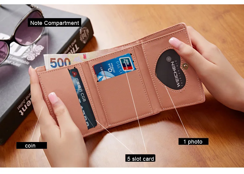 WEICHEN застежка замок три раза трещины кожаный бумажник Для женщин небольшой портмоне карта провести мини кошелек синий женский кошельки