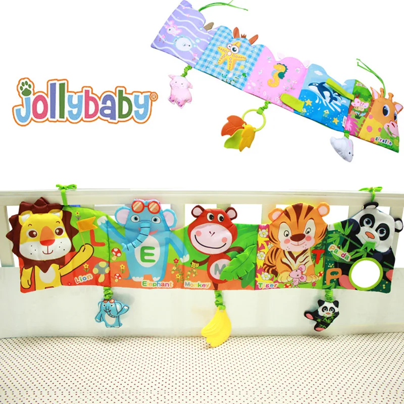 JOLLYBABY детская кровать кроватки бампер мультфильм животных ткань книги развивающие Знания Вокруг Multi-Touch для весело плюшевые игрушки с