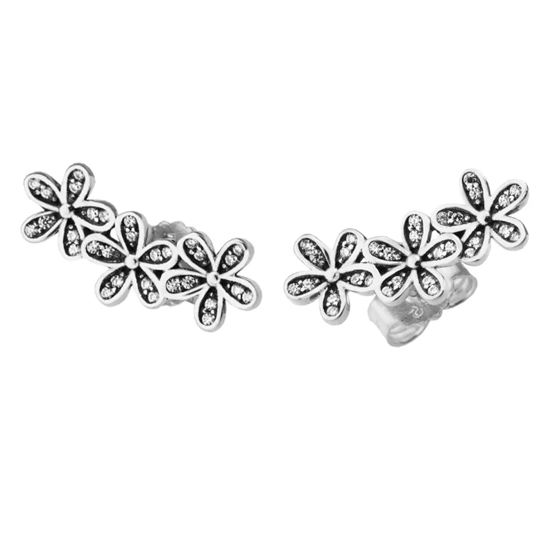 

Pandulaso Dazzling Daisy Silver Stud Earrings for Women Fashion Silver 925 Jewelry Spring Flower Crystal Earrings Silver Jewelry