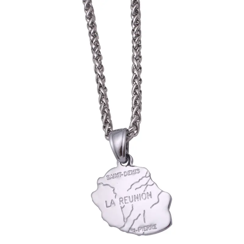 

LA REUNION map pendant necklace , country map jewelry