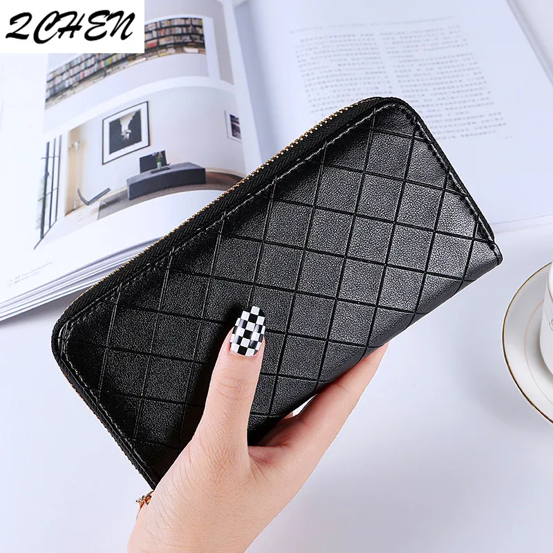 

Wallets Women Long Zipper Luxury Brand Leather Coin Purses Tassel Design Clutch lattice Female Money Bag Credit Card Holder 532