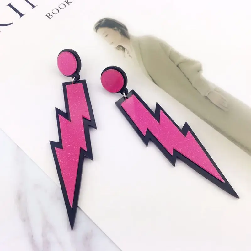 

Night Club Women Hip Hop Jewelry Acrylic Long Lightning Earrings