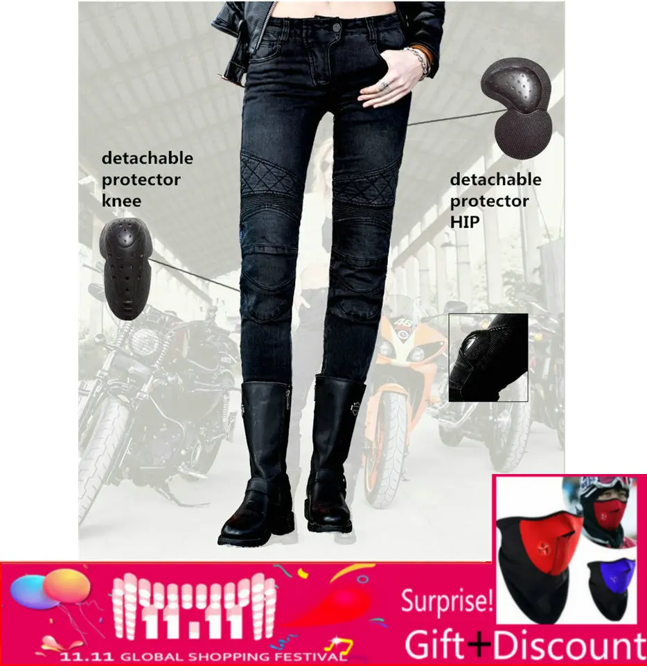 

Uglybros MOTORPOOL UBS012 Jeans Gun Green Motorcycle Pants Women's moto Pants Motorcycle Protective Jeans size: 25 26 27