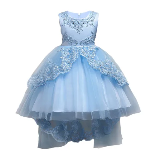 Baby Girl Dress Children Kids Dresses For Girls 2 3 4 5 6 7 8 9 10 Year Birthday Outfits Dresses Girls Evening Party Formal Wear - Цвет: SkyBlue