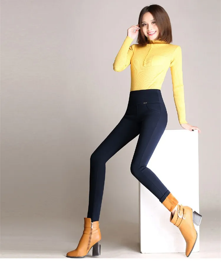 yoga leggings 2021 Winter Thick Leggings Women Velvet Warm Stretch Pencil Pants High Waist Skinny Black Solid Fitness Trousers Plus Size P9176 thermal leggings