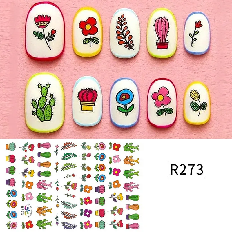 New Snoopy nail sticker mm bean summer small fresh flowers cartoon character stickers nail patch Cute nail sticker - Цвет: R273