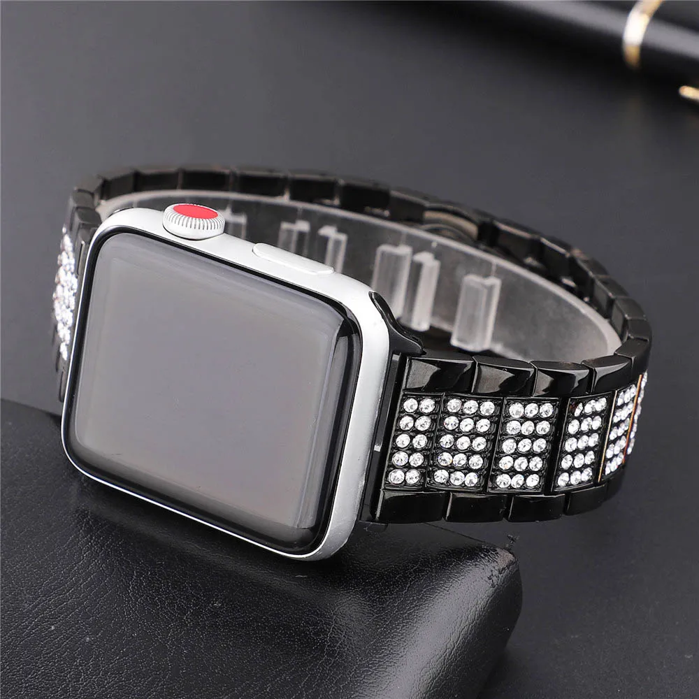 

Men/Women WatchBand Luxury Diamond Bracelet Band for Apple Watch Series 5 4 3 Replacement Strap 40mm 44mm 38mm 42mm Accessories