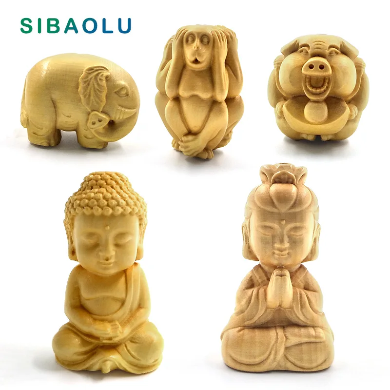 

Chinese Creative craft Buddhism Wooden carved pendants Decoration Tabletop Ornaments kokeshi figurines miniatures Statues toys