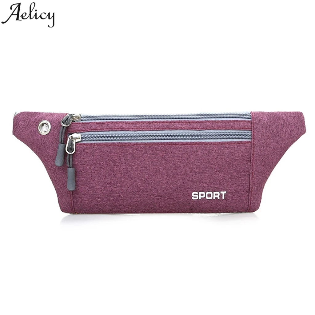 

Aelicy Women Men Canvas Multi-function Sport Running Waist Bag Shoulder Bag Women Fashion Sport Pockets Waist Bag