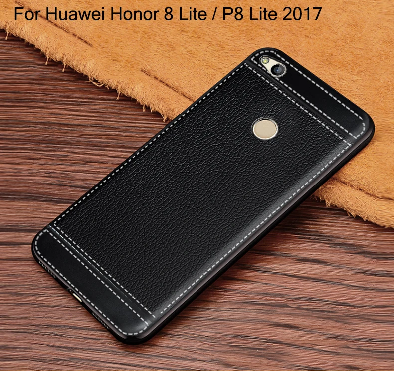 личи зерна узор кожаное силиконовый чехол на huawei honor 8 lite чехлы классический личи