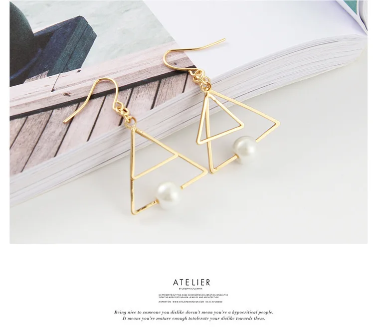 

New European And American Style Jewelry Earrings Minimalist Retro Temperament Triangle Multi - Layer Design Sense Of Earrings
