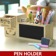 Винтажный деревянный стаканчик для карандашей с магнитной доской, школьный и офисный держатель для карандашей в качестве настольного органайзера