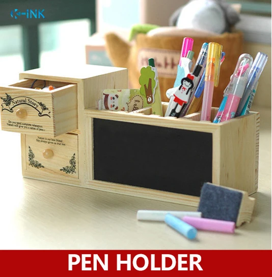 Vintage Wooden Pen Holder With Magnetic Blackboard School Office Vintage Wooden Pen Holder With Magnetic Blackboard School Office Desk Pencil As