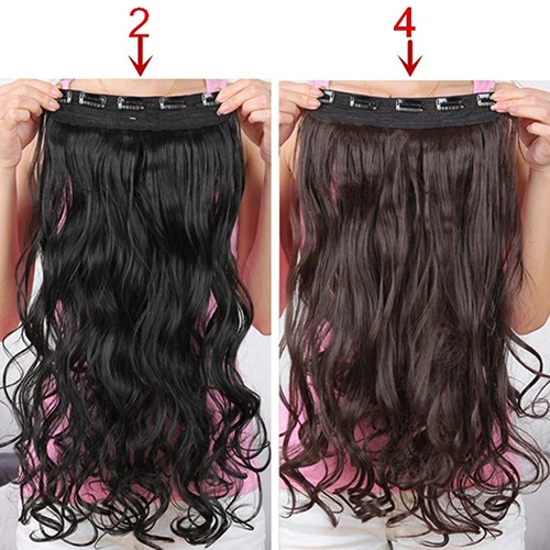 

Women Long Curly Wavy Clip in Hairpieces Heat Resistance Synthetic Wig