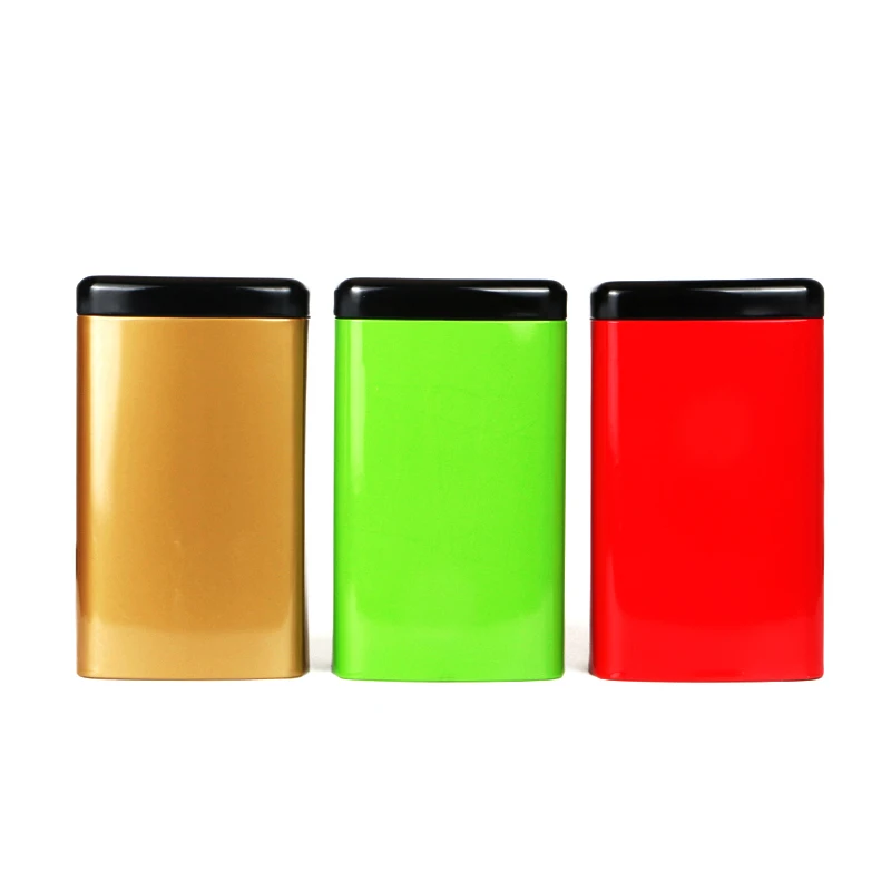 

Xin Jia Yi Packaging Metal Box Spice Tiny Mints Pill Red Rectangle Tin Cans With Black Lid Factory Directly Sale Food Grade Tin