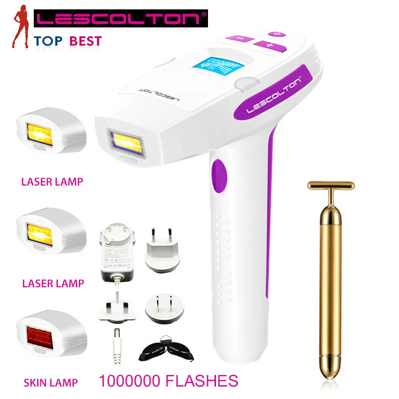Профессиональный эпилятор, Перманентный Электрический Женский лазерный эпилятор IPL для всего тела, 400000 импульсов, для домашнего использования, с бесплатным массажером для лица - Цвет: 1000000 times-3