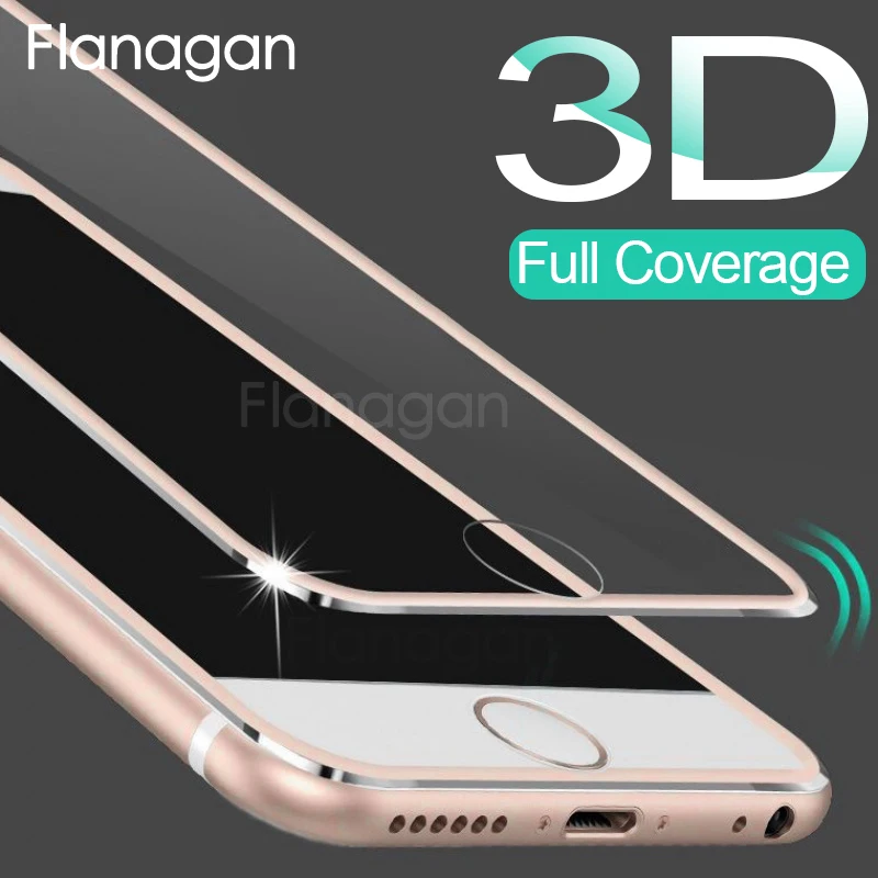 

FlanaGan 3D Full Coverage Tempered Glass For iPhone 7 8 6S 6 Plus Screen Protection Film On The For iPhone SE 5 5S 6S Glass Film