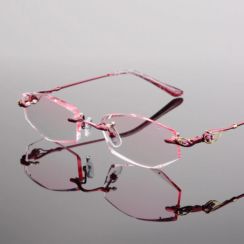 45 Brillen Schöne Mode Diamant Temperament Gläser Randlose Weitsichtigkeit Trimmen Frau Brille Kurzsichtigkeit 1RxfqqSPw