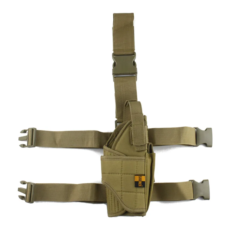 Baratos Funda de Airsoft militar ajustable, pistola táctica de caza, funda para muslo y pistola para la mano derecha