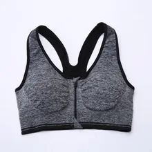 Стиль для женщин бег спортивный бюстгальтер Топ с молнией спереди Push Up Бесшовные Мягкий Фитнес безрукавки для доставк