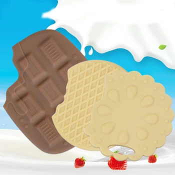 

Nano-Silver Silica Baby Teether Safety Biscuit Shape Baby Bite Teething Stick Toy Training Sensory Toy Boy Girl Oral Health Care