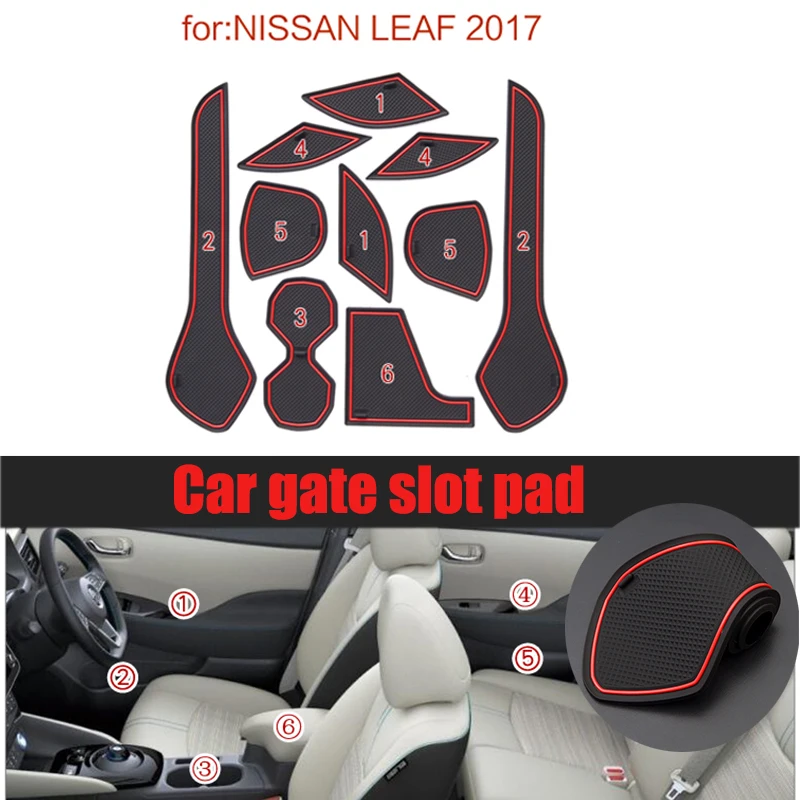

Auto Accessories 10pcs/lot Gate slot pad Interior Door Pad/Cup Non-slip mats for NISSAN LEAF 2017 Car Styling Anti-dirty pad