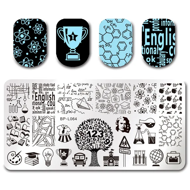 BORN PRETTY геометрический шаблон для штамповки ногтей в лондонском стиле мода девушка прямоугольная тарелка маникюр Рисунок для нейл-арта пластины - Цвет: BP-L064