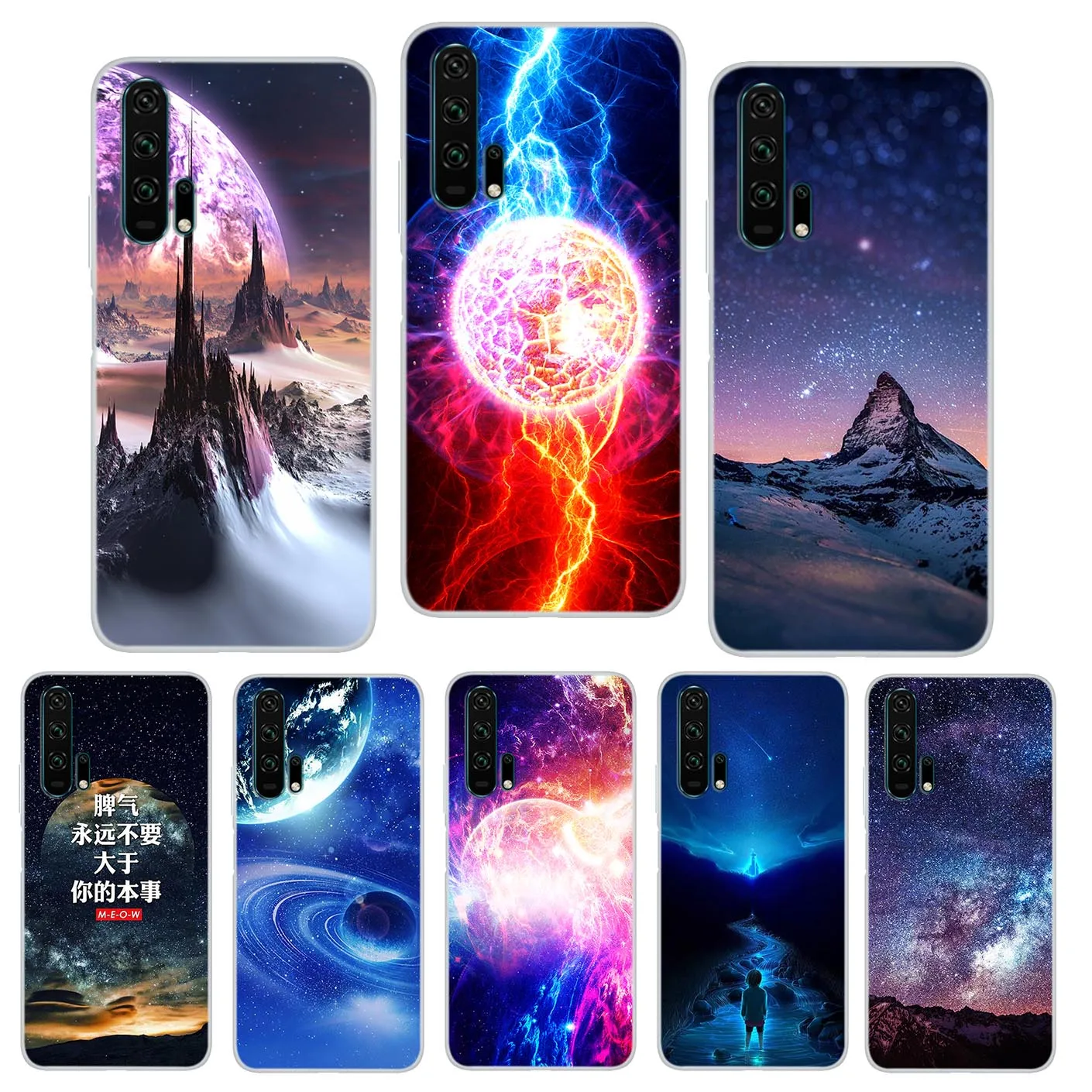 

For Huawei Honor 20 Pro Phone Case Starry Sky Moon Painted Soft Cover For Huawei Honor 20 Pro Honor20 YAL-L21 YAL-L41 Case Coque