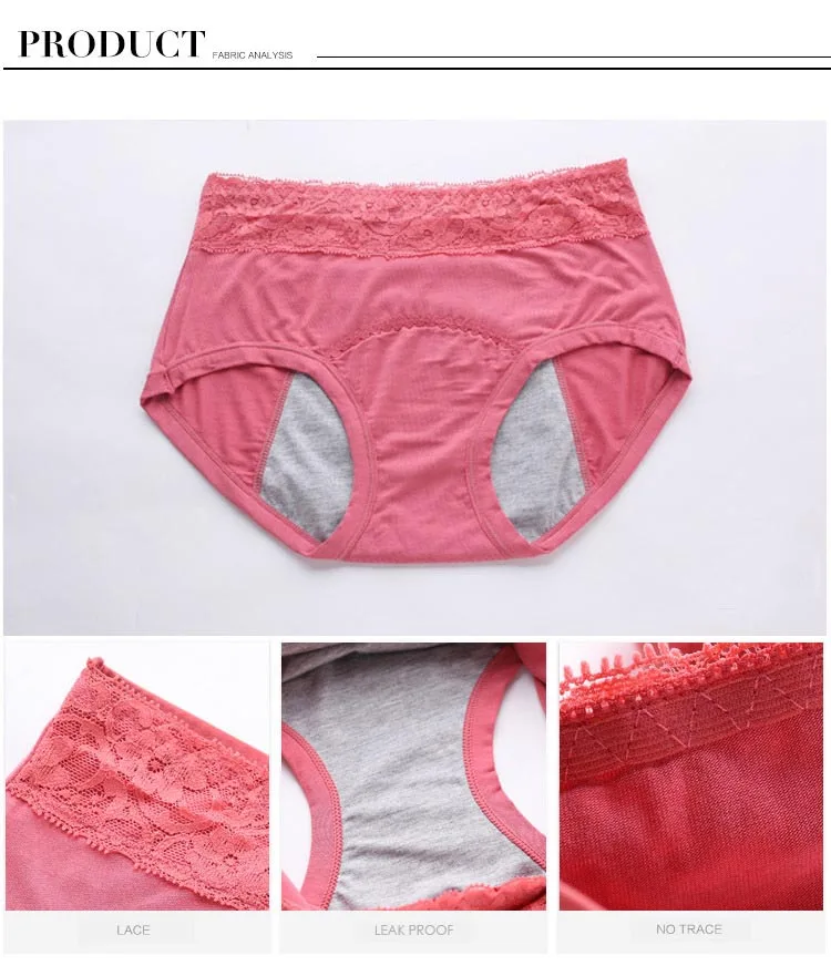 Menstrual Period High Waist Underwear Women Cotton Panties Ladies Seamless Lace Briefs Physiological Leakproof Female Underpants (13)