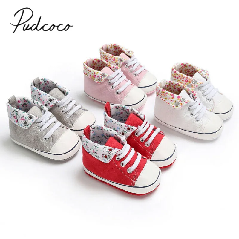 

2019 Baby First Walkers Newborn Baby Toddler Girl Crib Shoes Pram Soft Prewalker Anti-slip Inside Flowers Sneakers