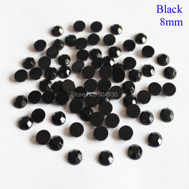 

Free Shipping 1000pcs Black 8MM Round Acrylic Diamond Flatback Rhinestone Scrapbook DIY Craft Jewelry Garment Beads