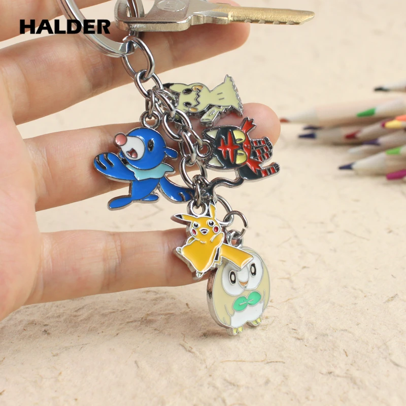 HALDER Anime Pocket Monsters Keychain Charms Cartoon Eevee Key Chains