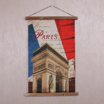 

Large Retro PARIS Linen Cloth Painting Scrolls Poster Mural Paintings Banners Hanging Art Office Loft Ornament Wall