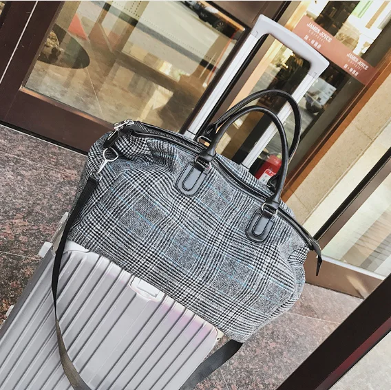 Новая модная клетчатая Женская дорожная сумка в Корейском стиле, портативная вместительная сумка для багажа,, спортивная сумка, повседневная сумка C255