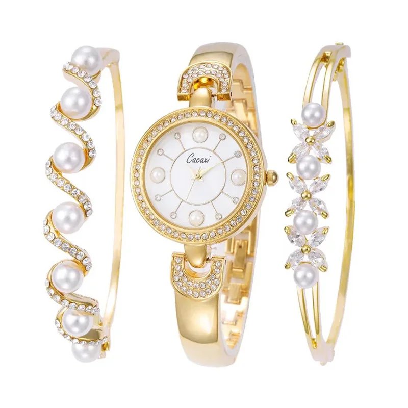 Meilleur Cacaxi Marque De Luxe Femmes De Mode Analogique À Quartz Femmes Vague Strass Montre montres perle de Perle Bracelet Femmes montre bracelet